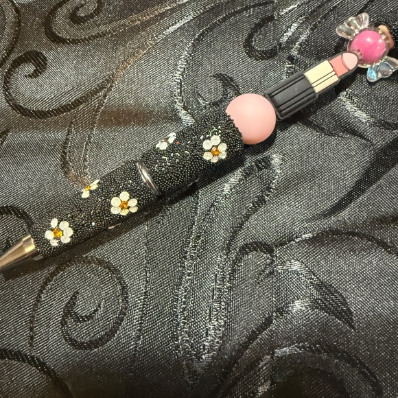 Other - Black and Pink Floral Pen